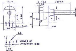 Actual product image OMEG Potmeter Mono Log 22k With Switch