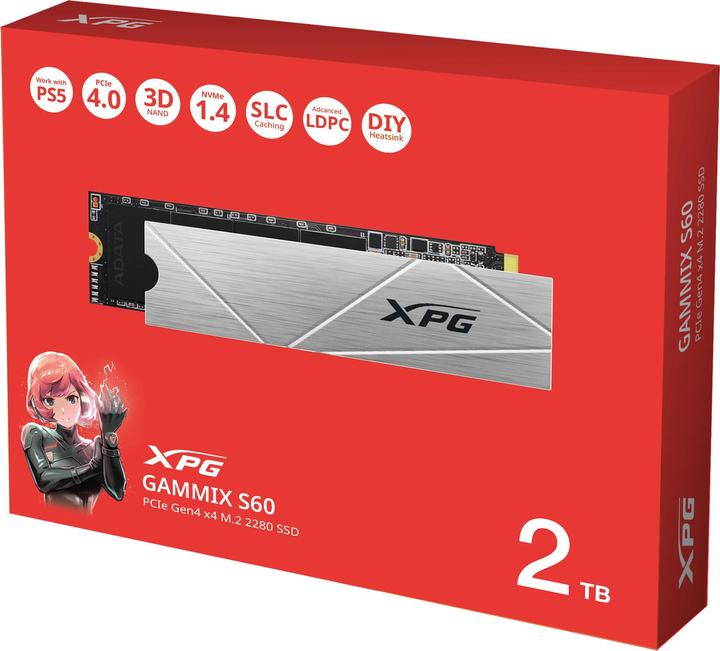 Produktbild Adata XPG GAMMIX S60 BLADE 2 TB (PCIe 4.0 x4, NVMe, M.2 2280) (2000 GB, M.2 2280)