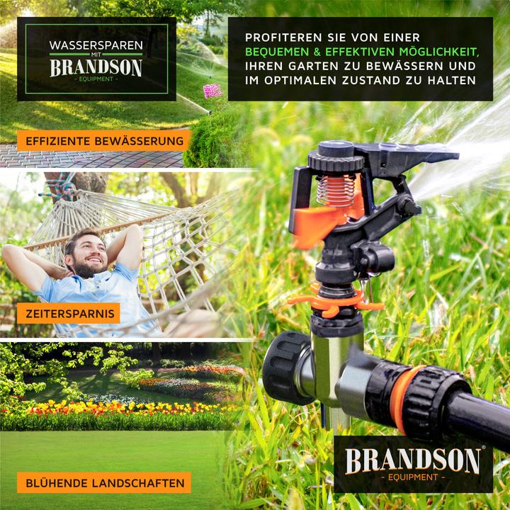 Produktbild Brandson 4x Kreisregner, Intervall-Sprinkler, 360° Impulsregner, Rasensprenger bis 200 m², Gardena kompatibel (Impuls-, Kreis- und Sektorenregner)