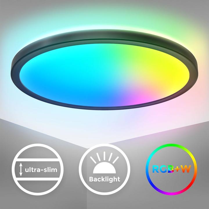 Produktbild B.K.Licht Ultraflaches RGB/W-LED Panel mit Backlight, schwarz, 1xLED/15W (1850 lm)