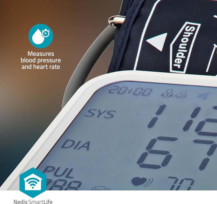 Produktbild Nedis SmartLife Blutdruckmessgerät | Arm | Bluetooth | LCD-Anzeige | 22 - 42 cm | Anzeige des Stillh (Blutdruckmessgerät Oberarm)