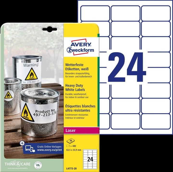 Actual product image Avery Weatherproof labels