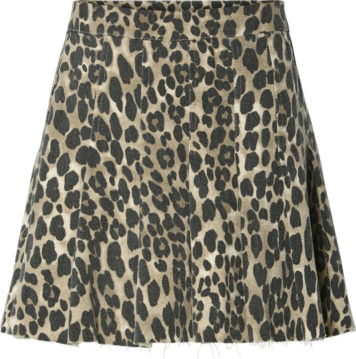 Pieces PCJUNIA PLISSEE DENIM LEOPRINT Minirock