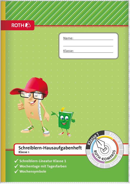 Produktbild Roth Schreiblern-Hausaufgabenheft Kompass, 1. Klasse, DIN A4 (A4, Kein Einband, Deutsch)