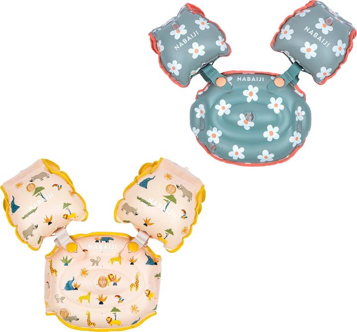 Nabaiji Kids progressive pool armbands - Tiswim flower print khaki