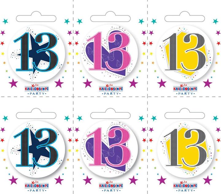 Immagine prodotto Apac Punteggiato 13° Compleanno Distintivo Misura Confezione 6