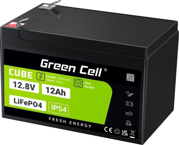 Produktbild GreenCell Green Cell CUBE LiFePO4 Spezial-Akku LiFePo-Block Flachstecker Li-Ion 12.8 V 12 (12.80 V, 12 Ah)