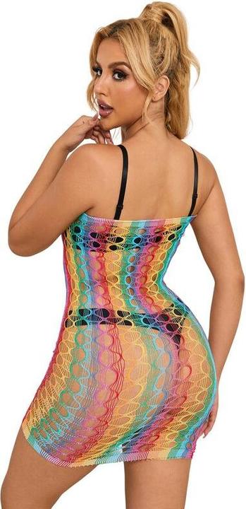 Actual product image Subblime 952365 Rainbow Mesh Bodystocking With Free Shoulders One Size (One size)