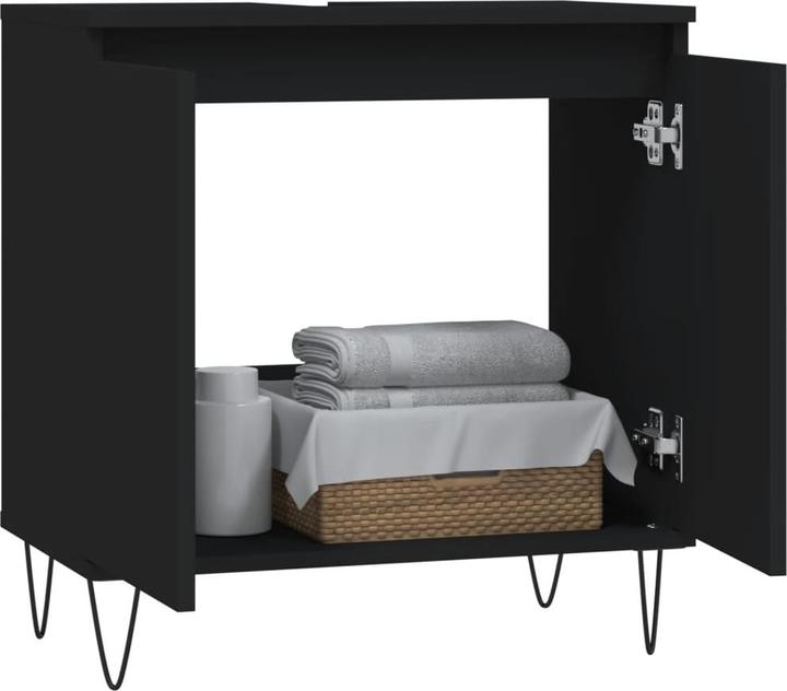 Actual product image VidaXL Badschrank Schwarz 58x33x60 cm Holzwerkstoff, Farbe (58 x 33 x 60 cm)
