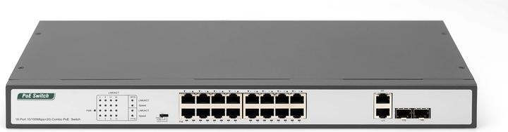Immagine prodotto Digitus 16 Port Fast Ethernet PoE Switch, 19 Inch, Unmanaged, 2 Uplinks (16 Porti)