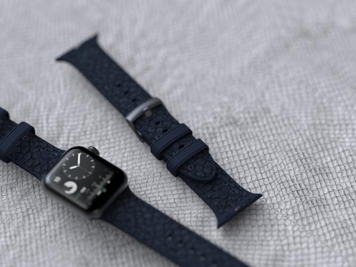 Actual product image Njord Vatn Watch Strap For (45 mm, 44 mm, Vegan Leather, Silicone, Vegan salmon leather)