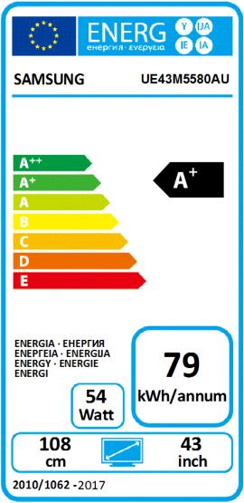 Energie-Label Samsung Ue43m5580 (43", LCD, Full HD, 2017)