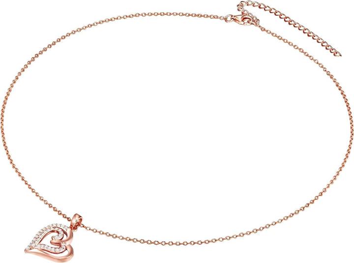 Immagine prodotto Rafaela Donata Catena da donna con cuore in argento sterling e zirconi in oro rosa con base di 42,0 cm e prolunga (Argento, 42 - 49 cm)