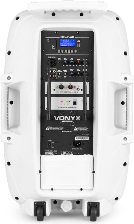 Produktbild Vonyx geluidsinstallatie - Verve46 - Bluetooth speaker met twee draadloze microfoons - 1000W - Wit (Aktiv, 1x 1000 W)