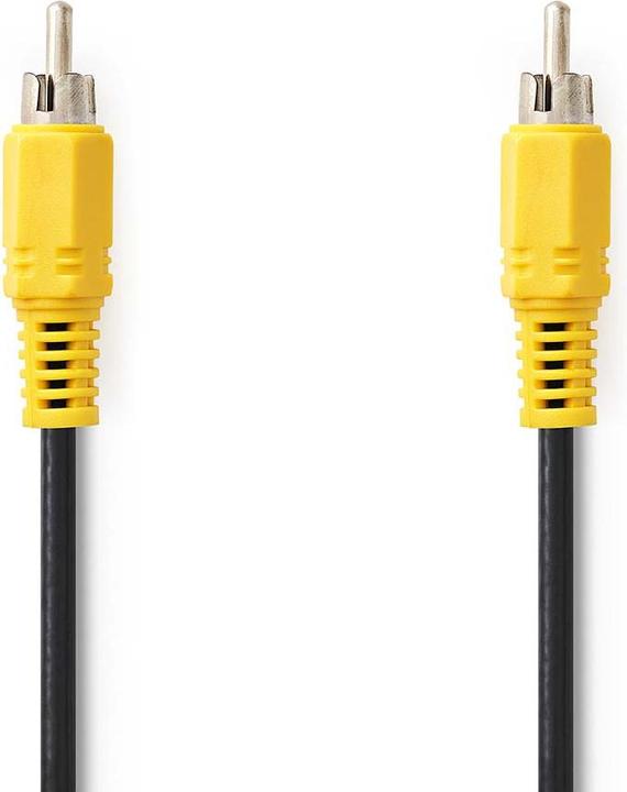 Actual product image Nedis Composite Video Cable | RCA | Nickel-plated | 480p | 10.0 m | Round | PVC | Black | Label (10 m, Cinch)