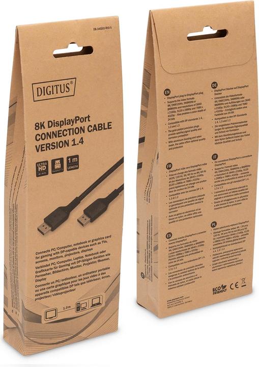 Produktbild Digitus 8K DisplayPort Anschlusskabel 1.4 Version (1 m, DisplayPort)