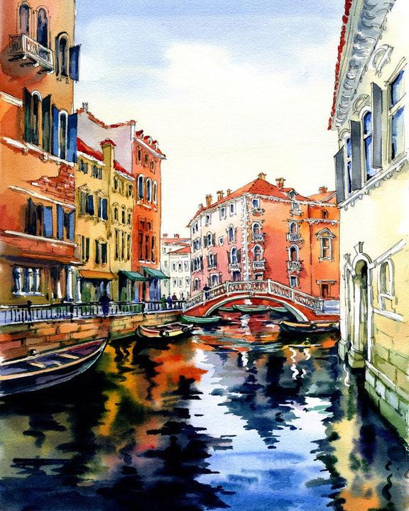 Produktbild Figured'Art Malen nach Zahlen - Aquarell von Venedig auf Keilrahmen gespannt