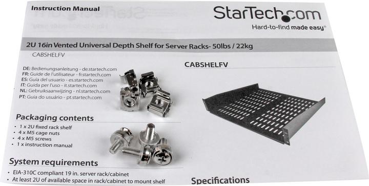 Actual product image StarTech 2U 16 RACK MOUNT SHELF