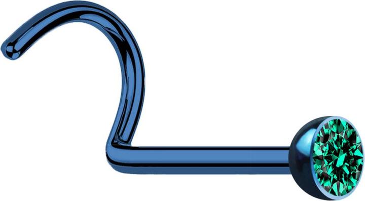 Produktbild Star Piercing Nasenstecker gebogen dunkelblau mit Kristall türkis (Chirurgenstahl 316L, ohne Messing)