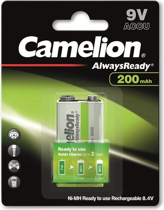 Produktbild Camelion AlwaysReady NH-9V200AR-BP1 - Batterie 9V - NiMH - (wiederaufladbar) (1 Stk., 9V Block, 200 mAh)