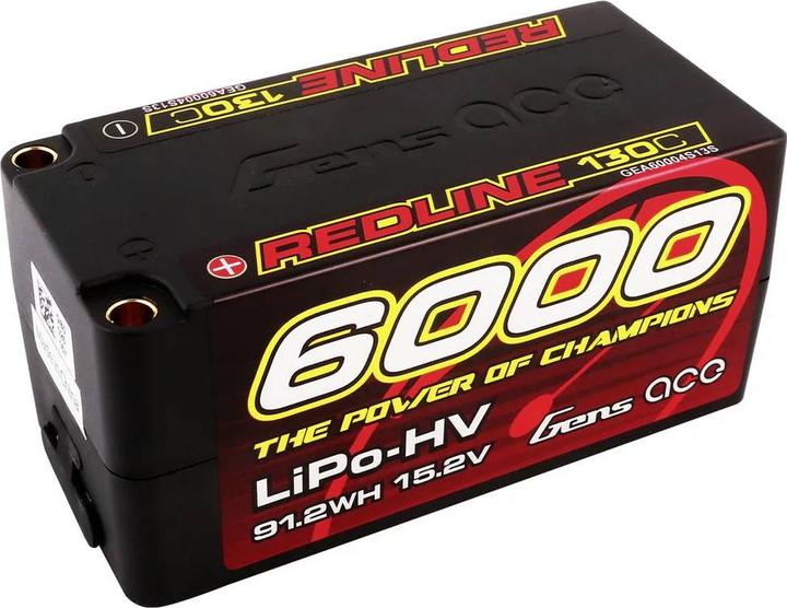 Produktbild Gens Ace Redline Series 6000mAh 15.2V 130C 4S2P HardCase 69 HV LiPo Battery (15.20 V, 6000 mAh)