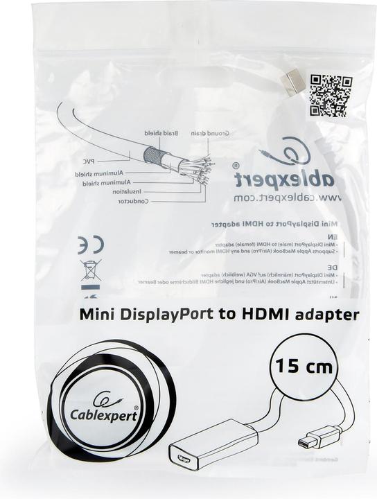 Actual product image Gembird A-MDPM-HDMIF-02-W Mini DisplayPort White Cable interface/adapter (Mini DP, HDMI, 4.50 cm)