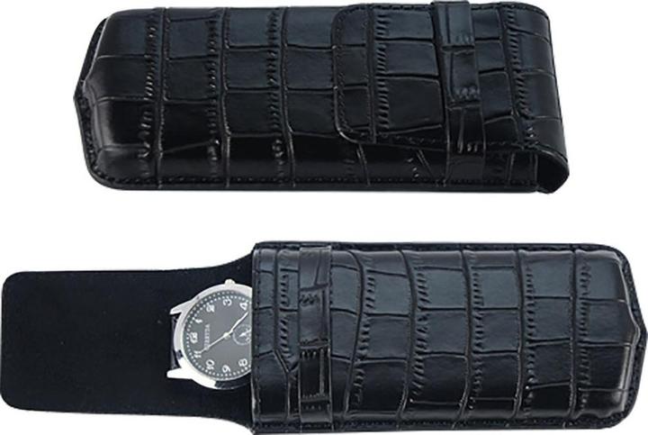 Safe Étui de montre en cuir noir véritable