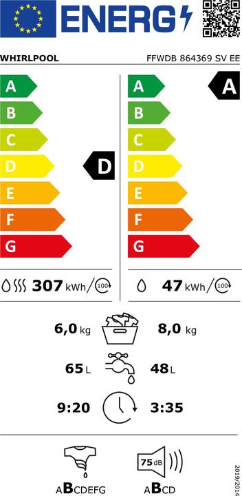 Etichetta energetica Whirlpool FFWDB 864369 SV EE