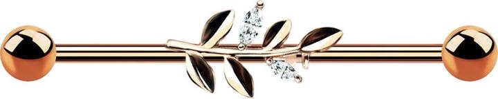 Produktbild Star Piercing Barbell rosegold mit Olivenblatt (Chirurgenstahl 316L, Messing)