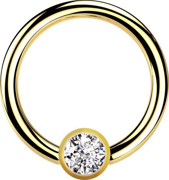 Produktbild Star Piercing Micro Ball Closure Ring vergoldet mit Kugel Kristall silber (ohne Messing, Chirurgenstahl 316L)