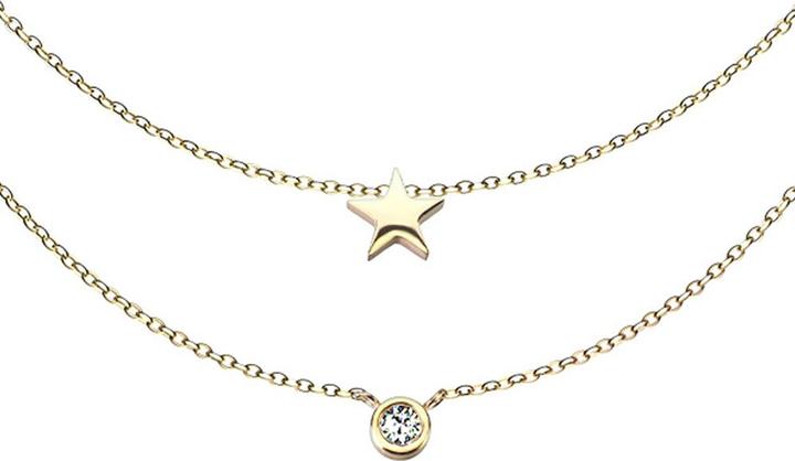 Immagine prodotto Star Piercing Catena Ciondolo placcato oro con cristallo e stella (senza ottone, Acciaio chirurgico 316L)
