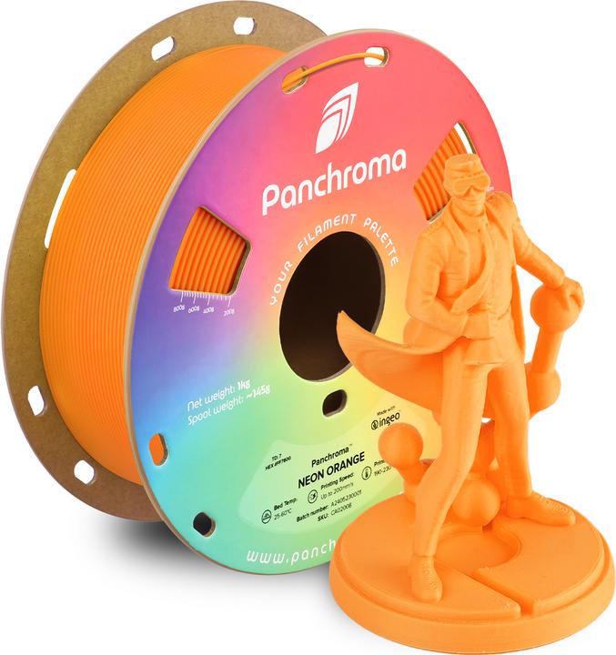 Actual product image Polymaker Panchroma™ PLA Neon (PLA, 1.75 mm, 1000 g, Orange)