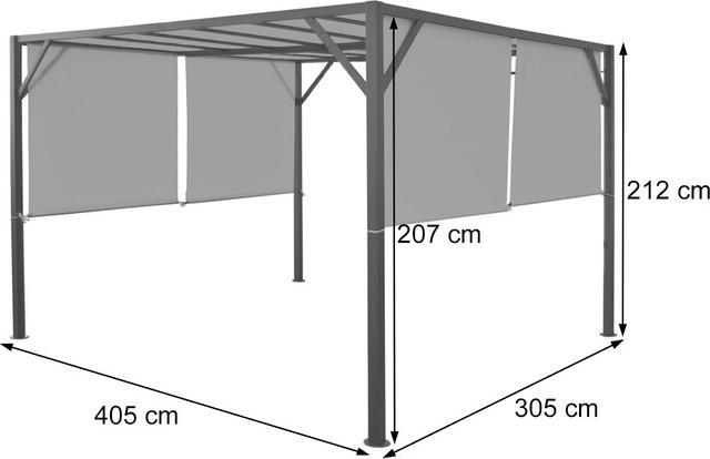 Immagine prodotto Mendler Pergola Baia, gazebo da giardino con copertura per patio, robusta struttura in acciaio da 6 cm + (405 cm, 305 cm)