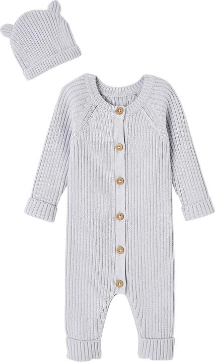 Produktbild Vertbaudet Baby-Set: gerippter Strickoverall & Mütze mit Ohren (74)