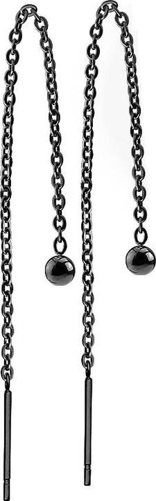 Actual product image Star Piercing Stud Earrings with Free Falling Chain and Ball Black (without brass, Surgical steel 316L)