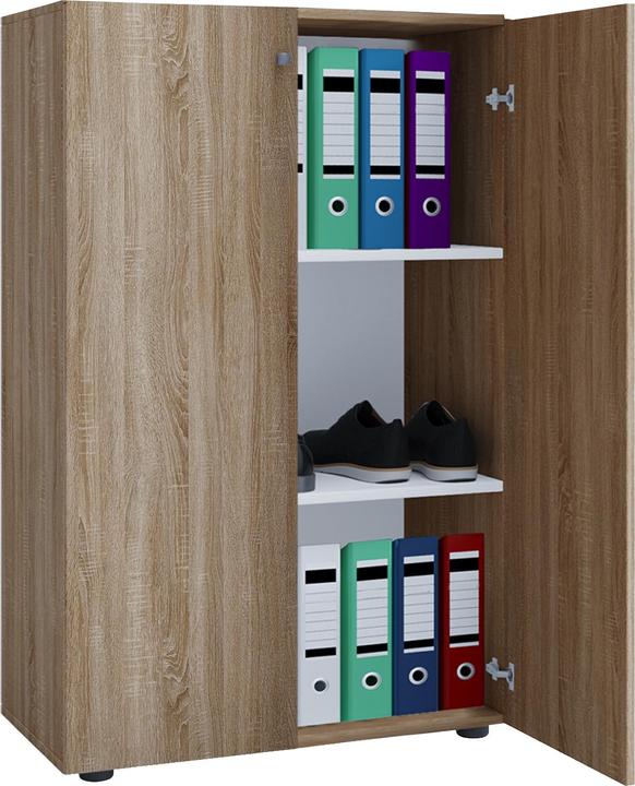 Immagine prodotto VCM Mobile da ufficio in legno Scaffale per file Lona 3 scomparti con ante a battente (70 x 40 x 111 cm)