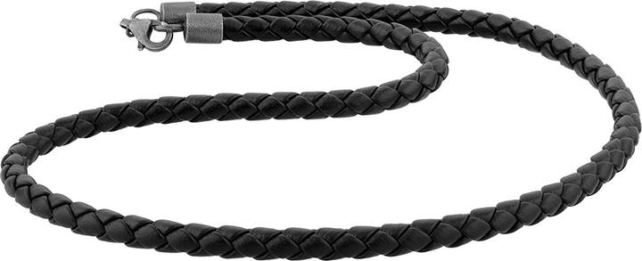 Actual product image Kuzzoi Mens Genuine Leather Necklace Braided Basic 925 Silver (Leather, 925 sterling silver, No gemstone, 50 - 55 cm)
