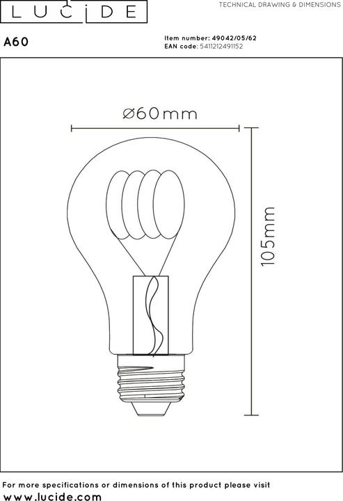 Actual product image Lucide Amber (E27, 4900 W, 380 lm, 1 x, G)