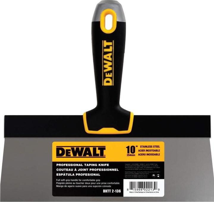 Actual product image DeWalt accessories 2-136 spatula knife high blade stainless steel soft handle 254 mm