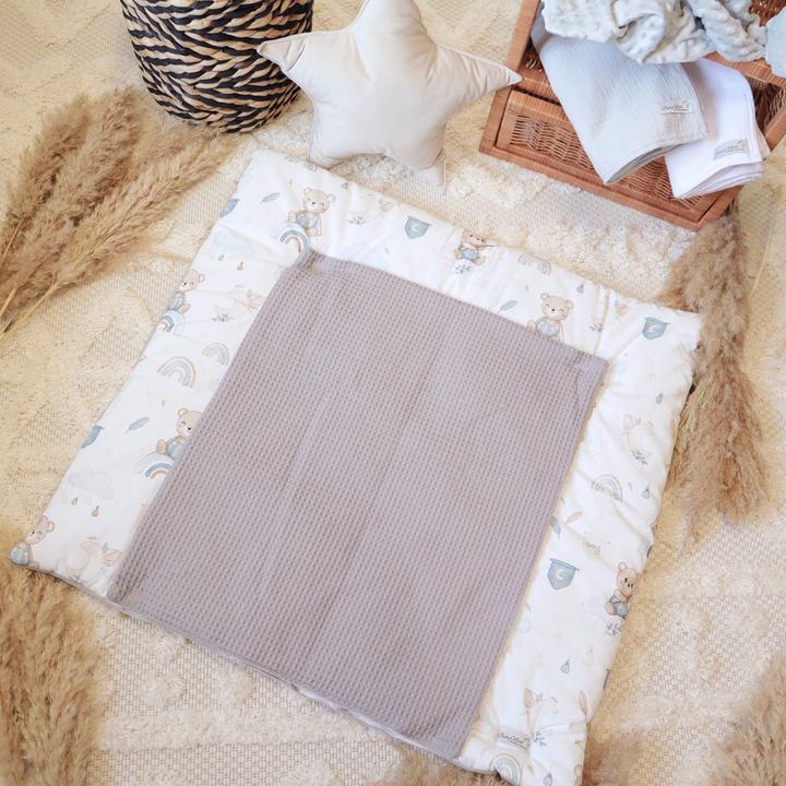 Actual product image Baby-Nest Changing mat Waffle Including removable waterproof pad |Teddy Bears (80 x 75 cm)