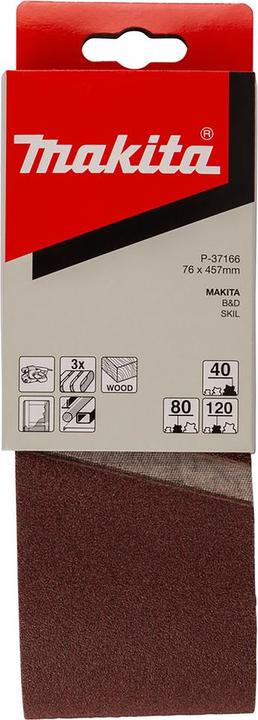 Image du produit Makita P-37166 Kit bande abrasive 76x457mm (40, 80, 120)