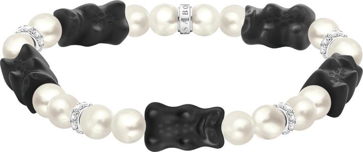 Image du produit Thomas Sabo Bracelet de perles avec ours en or noir (17 cm, Argent 925)