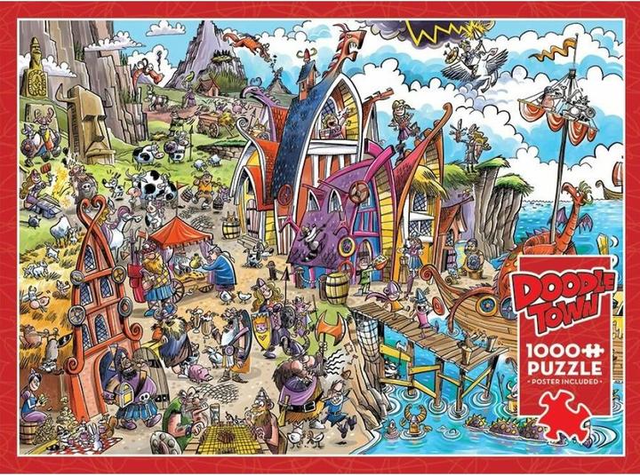 Image du produit Cobble Hill Puzzle 1000 pièces DoodleTown : Viking Village (1000 pièces)
