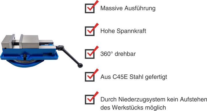 Produktbild Paulimot Niederzug-Maschinenschraubstock drehbar, 129 mm (150 mm)
