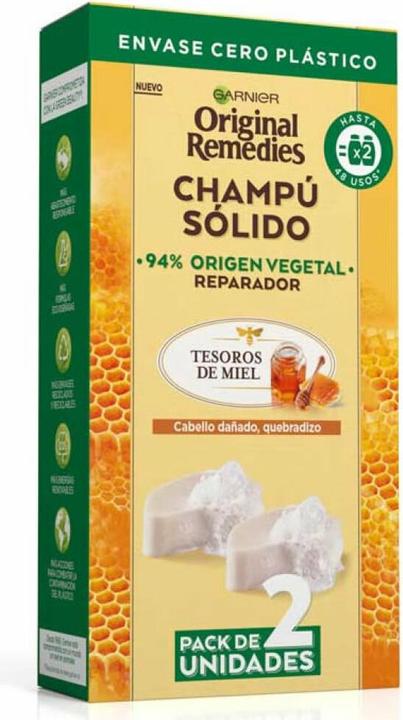 Garnier ORIGINAL REMEDIES champú sólido tesoros de miel 2 x 60 gr (Festes Shampoo)