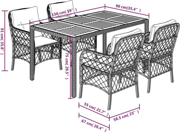 Image du produit VidaXL Ensemble salon de jardin 10 pièces avec coussins (150 cm)