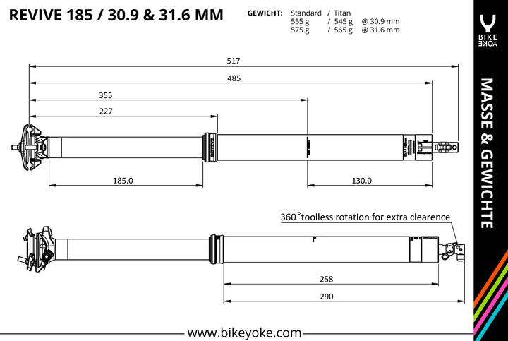 Produktbild BikeYoke Sattelstütze Revive Dropper Post (ø31.6 mm/185 mm) (31.60 mm)