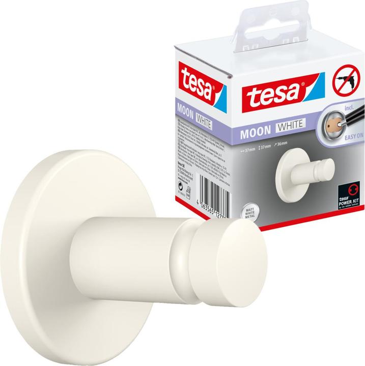 Immagine prodotto tesa MOON WHITE Gancio per asciugamani con soluzione adesiva senza forare