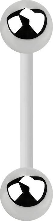 Star Piercing Micro Banane weiss mit zwei Kugeln silber (Chirurgenstahl 316L, ohne Messing, Bioflex)
