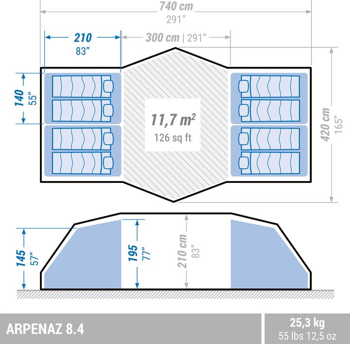 Image du produit Quechua Arpenaz 8.4 (Tente igloo, 24 kg, 8 personnes)